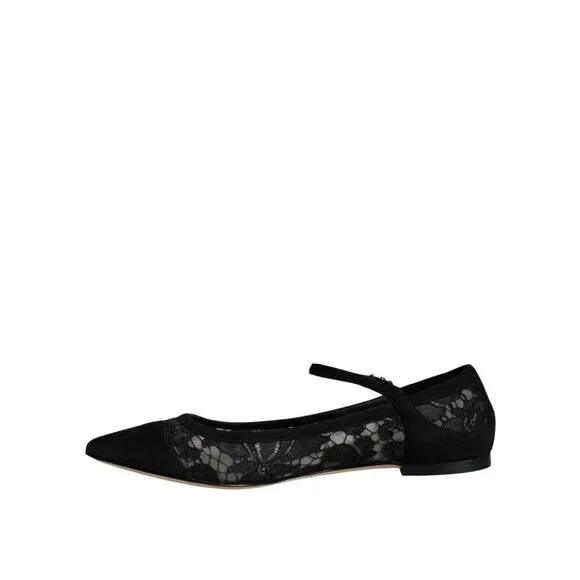 Dolce & Gabbana Black Taormina Lace Bellucci Flats Shoes - Picture 4 of 10